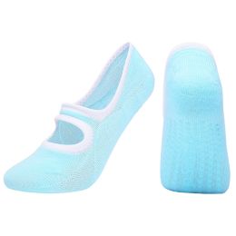 Open-back non-slip gym indoor floor socks (Color: Green)