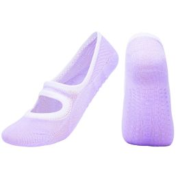 Open-back non-slip gym indoor floor socks (Color: Purple)