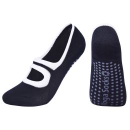 Open-back non-slip gym indoor floor socks (Color: Black)