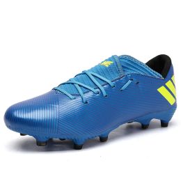 Outdoor High-top Football Boots Turf Soccer Cleats Kids AG Women Soft Football Shoes (Option: Blue-44)