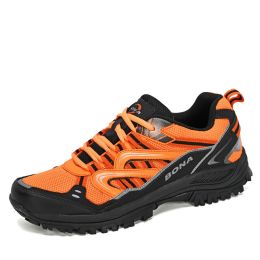 Summer Outdoor Hiking Shoes Mesh Breathable Men's Running  Reflective Sneakers (Option: Orange-46)