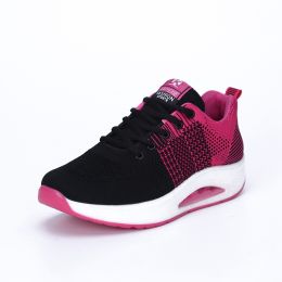 Air permeable dance shoes with flying mesh (Option: Black rose red-35)