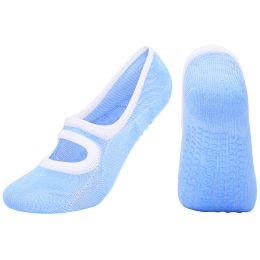 Open-back non-slip gym indoor floor socks (Color: Blue)