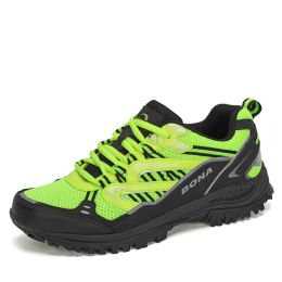 Summer Outdoor Hiking Shoes Mesh Breathable Men's Running  Reflective Sneakers (Option: Green-46)