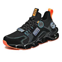 Hollow Blade Shock Absorption Sports Shoes Summer Breathable Flying Woven Casual Shoes (Option: Black-41)