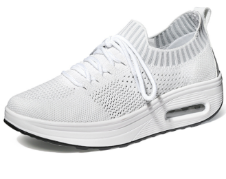 A Drop-shipping Miyaka Air Cushion Thick-soled Rocking Shoes Women's Mesh Sports Flying Woven Travel Shoes 1983 (Option: White-38)