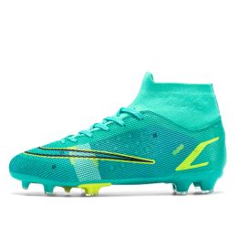 Football Boots Men's High Top AG Spike Artificial Turf (Option: Green-44)