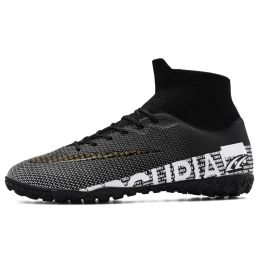 Men's Plus Size Soccer Shoes High Top AG Spikes (Option: Black-37)