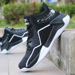 Basketball Shoes High Top Flying Woven Sneakers Breathable (Option: Black-43)