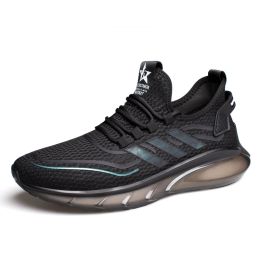 Men's Breathable Fly Woven Shock Absorption Sports Casual Shoes (Option: T68911 black-44)