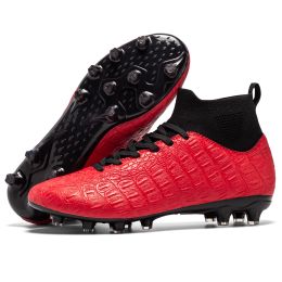 Football Men's High-top Foot Sock Training Shoes (Option: Red-37)