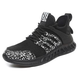 Flying Woven Mesh Sneakers New Outdoor Lightweight Breathable Casual Running Shoes (Option: Black-46)