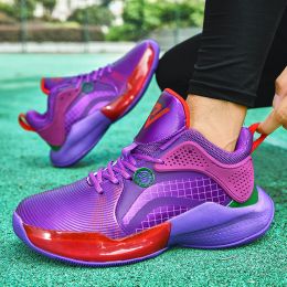 New Youth Competition Training Basketball Shoes (Option: Purple-37)