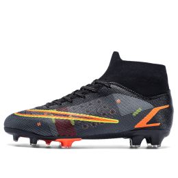 Football Boots Men's High Top AG Spike Artificial Turf (Option: Black-39)