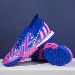 Male Teenager Student Competition Training Soccer Shoes (Option: Blue Pink Broken Nails-36)