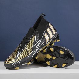 Male Teenager Student Competition Training Soccer Shoes (Option: Black Gold Spike-36)