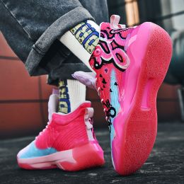 Luminous High-top Basketball Shoes (Option: Luminous Rose Red-37)