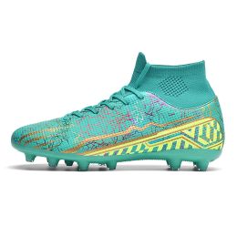 High-top Youth Spike Turf Soccer Shoes (Option: Long Nail Moonlight-36)