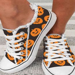 Large Size Halloween Ghost Head Pumpkin 3D Printing Low-top Shoes (Option: Big Pumpkin-43)